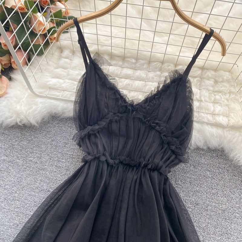 Cute v neck tulle short dress fashion dress S48