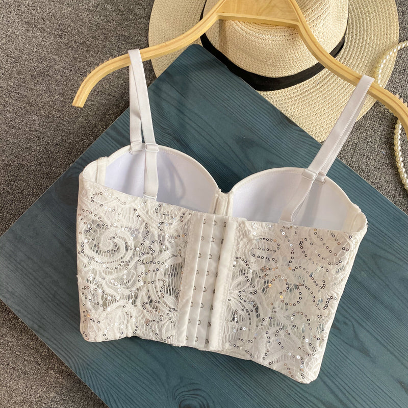 Cute lace sequins corset tops S280