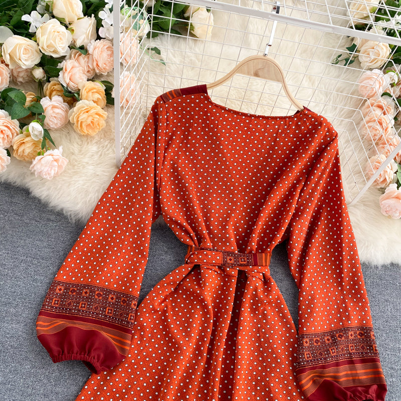 Elegant v neck long sleeve dress fashion dress S147