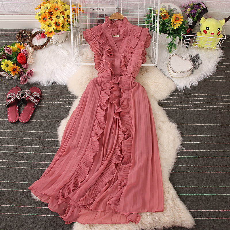 Cute v neck dress A line fashion dress S360