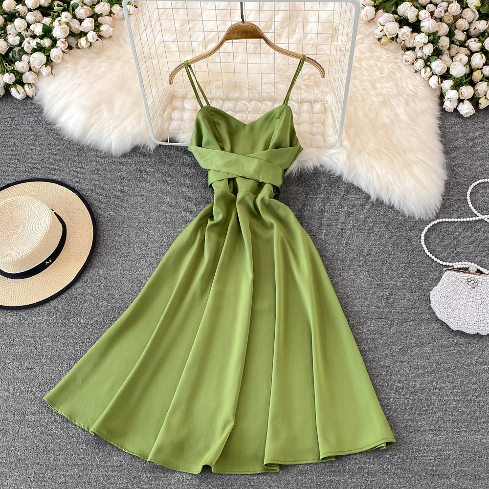 Cute satin short dress A line fashion dress S481