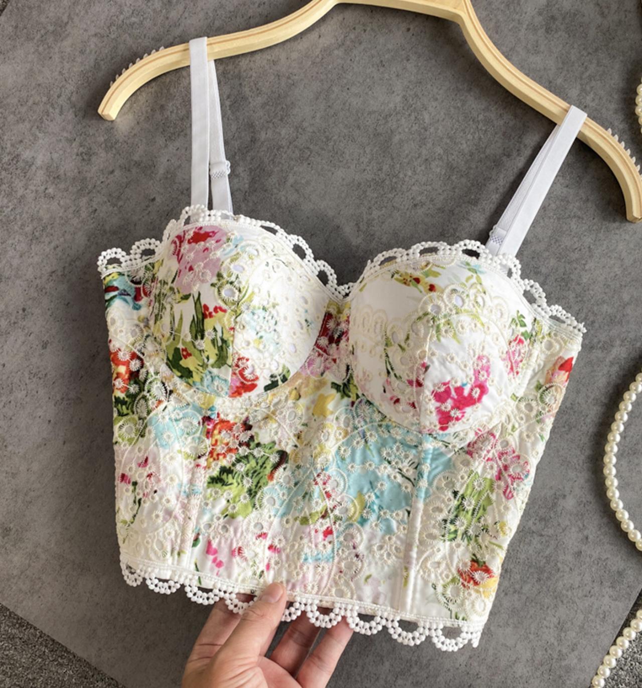 Cute floral lace tops tank tops S116