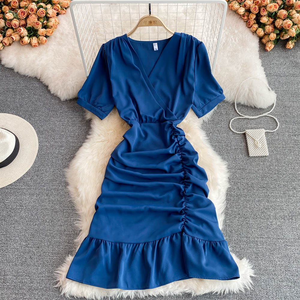 Cute v neck short dress fashion dress S473
