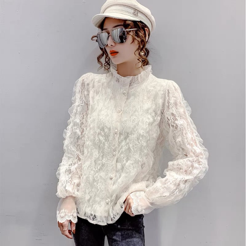Cute lace long sleeve tops fashion tops S164