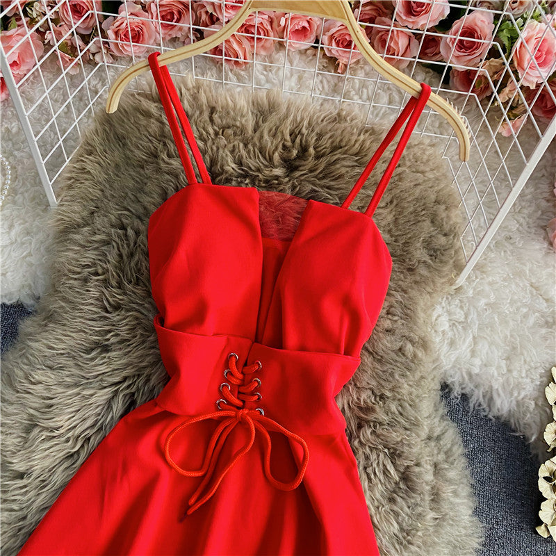 A line lace up dress fashion dress S233