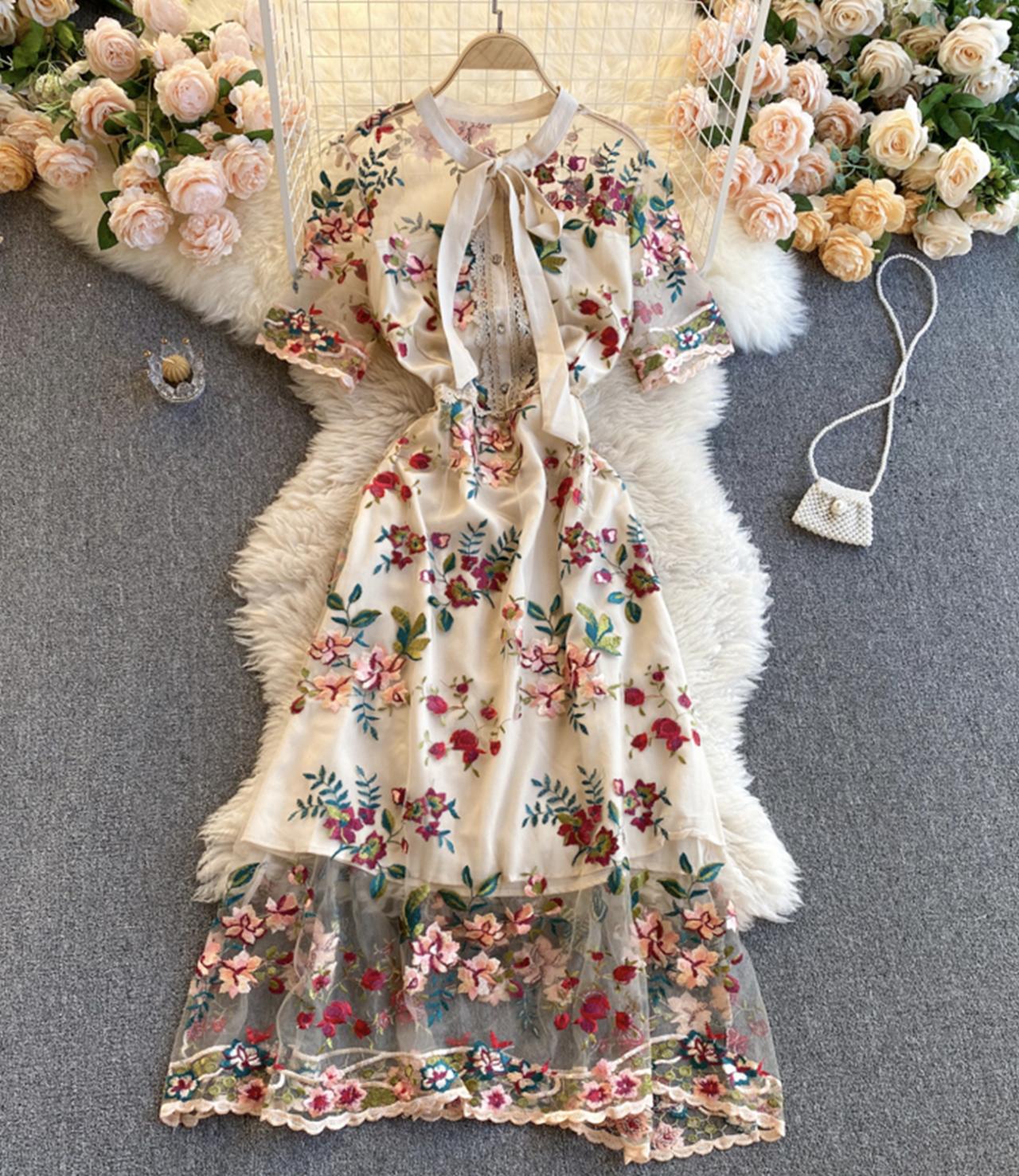 Cute A line dress with embroidery S95