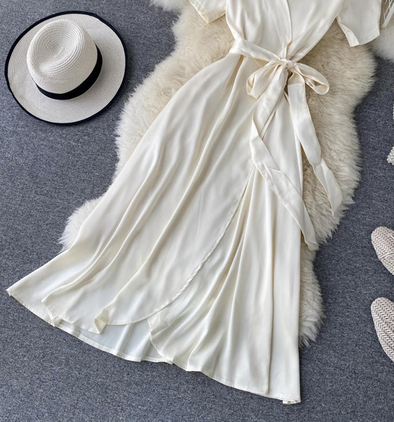 Simple v neck short dress fashion dress S28