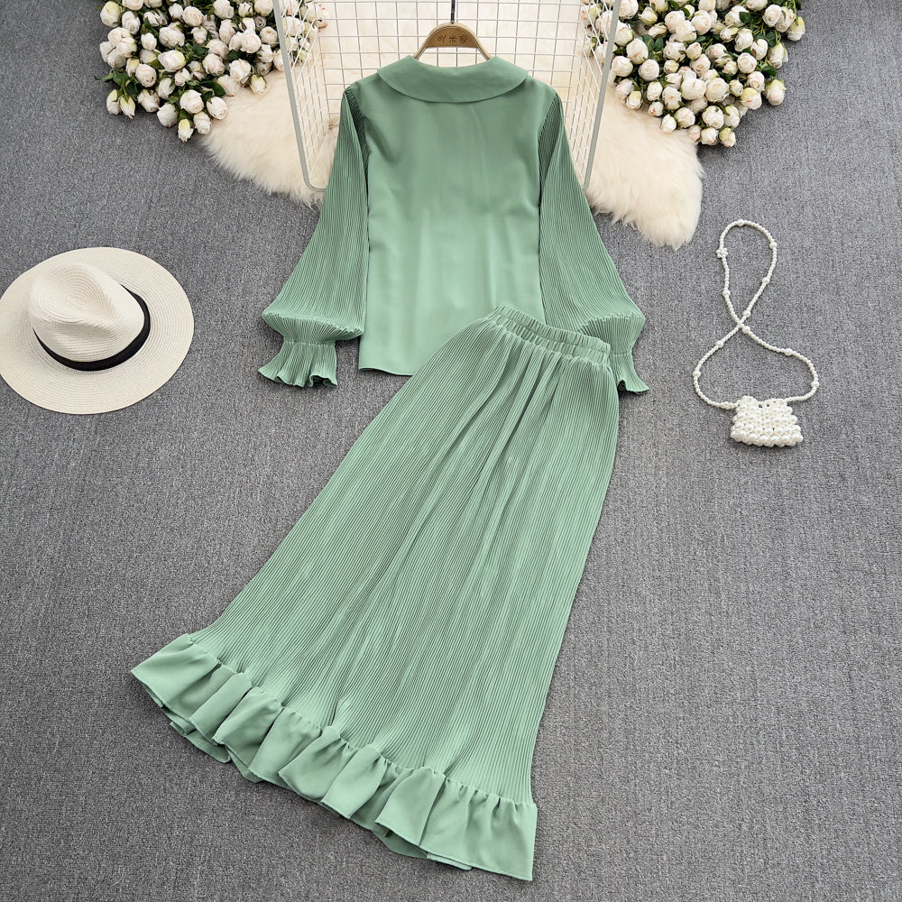 Cute two pieces dress green A line fashion dress S168