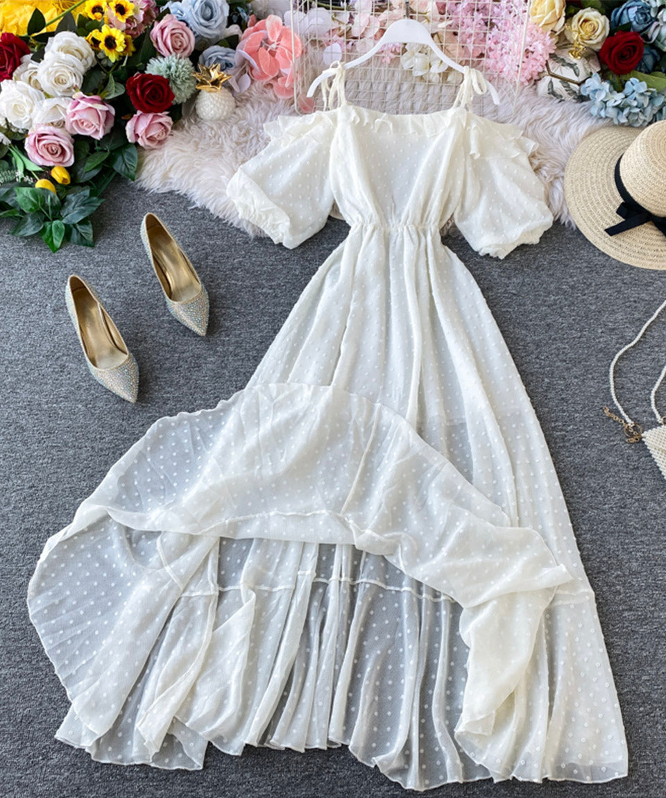 Simple white A line dress fashion girl dress S115