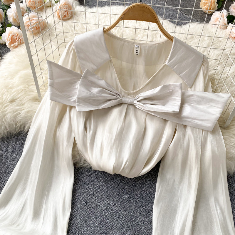 Cute bow long sleeve top S207