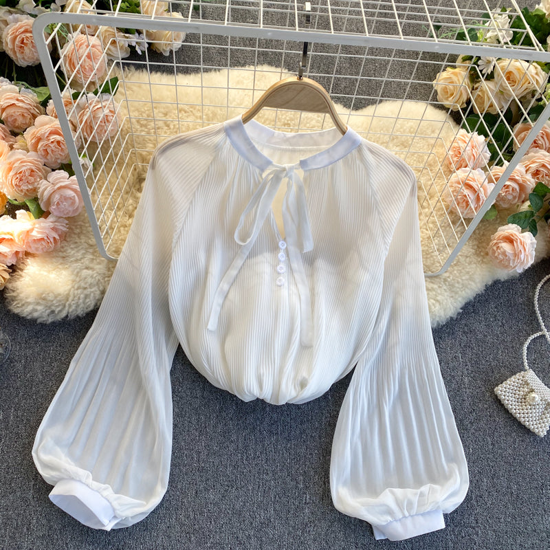 Cute chiffon long sleeve tops S226