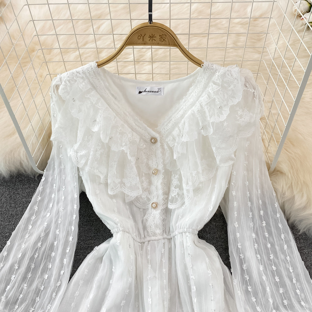 Cute lace long sleeve dress A line fashion dress S190