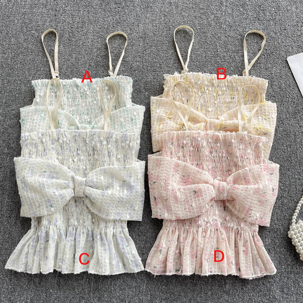 Cute bow suspender top S171