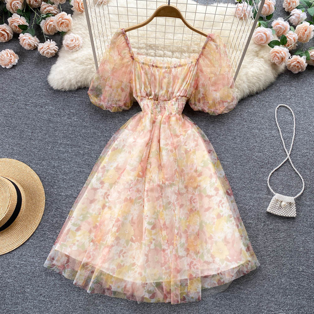 Cute A line floral dress fashion girl dress S337