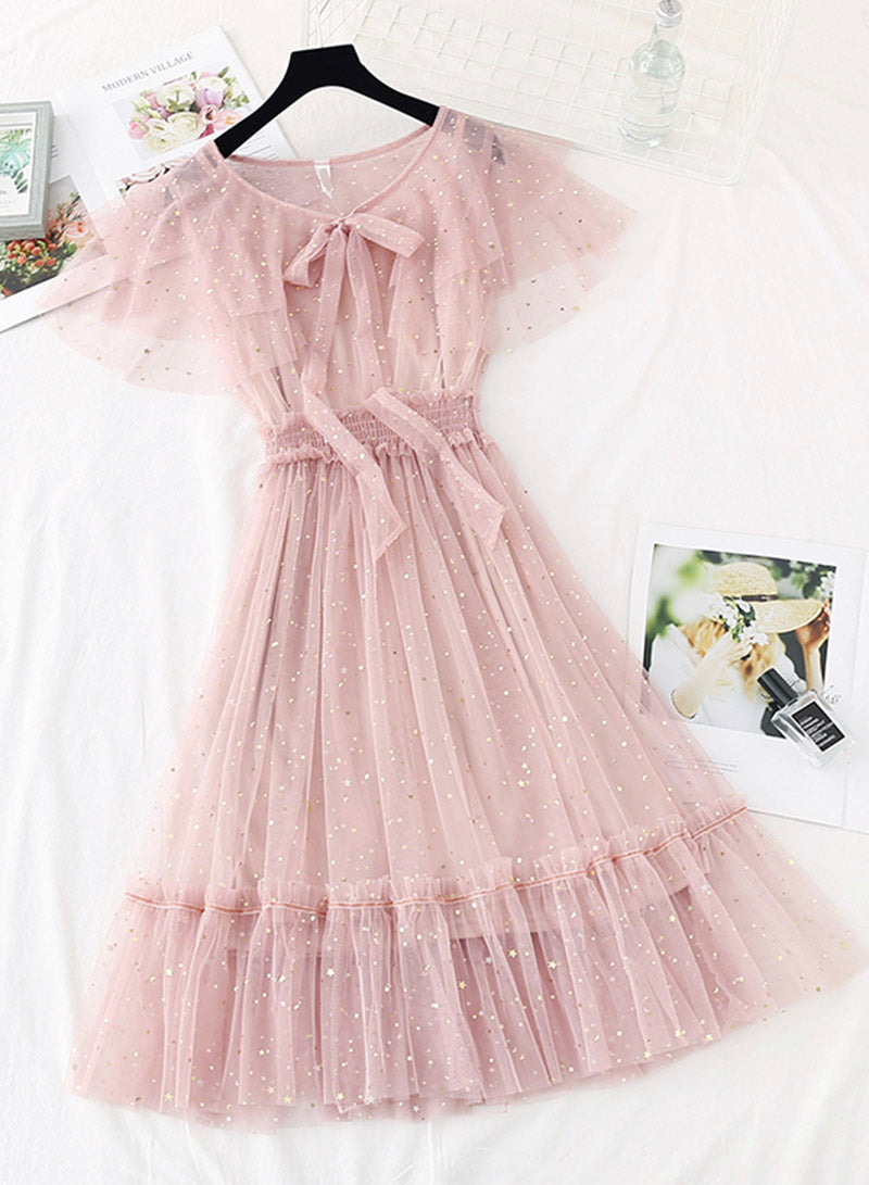 Cute tulle sequins short dress summer dress S65
