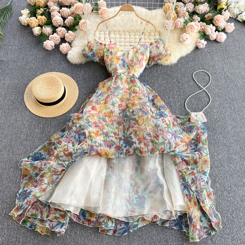 Stylish A line floral off shoulder dress fashion dress S94