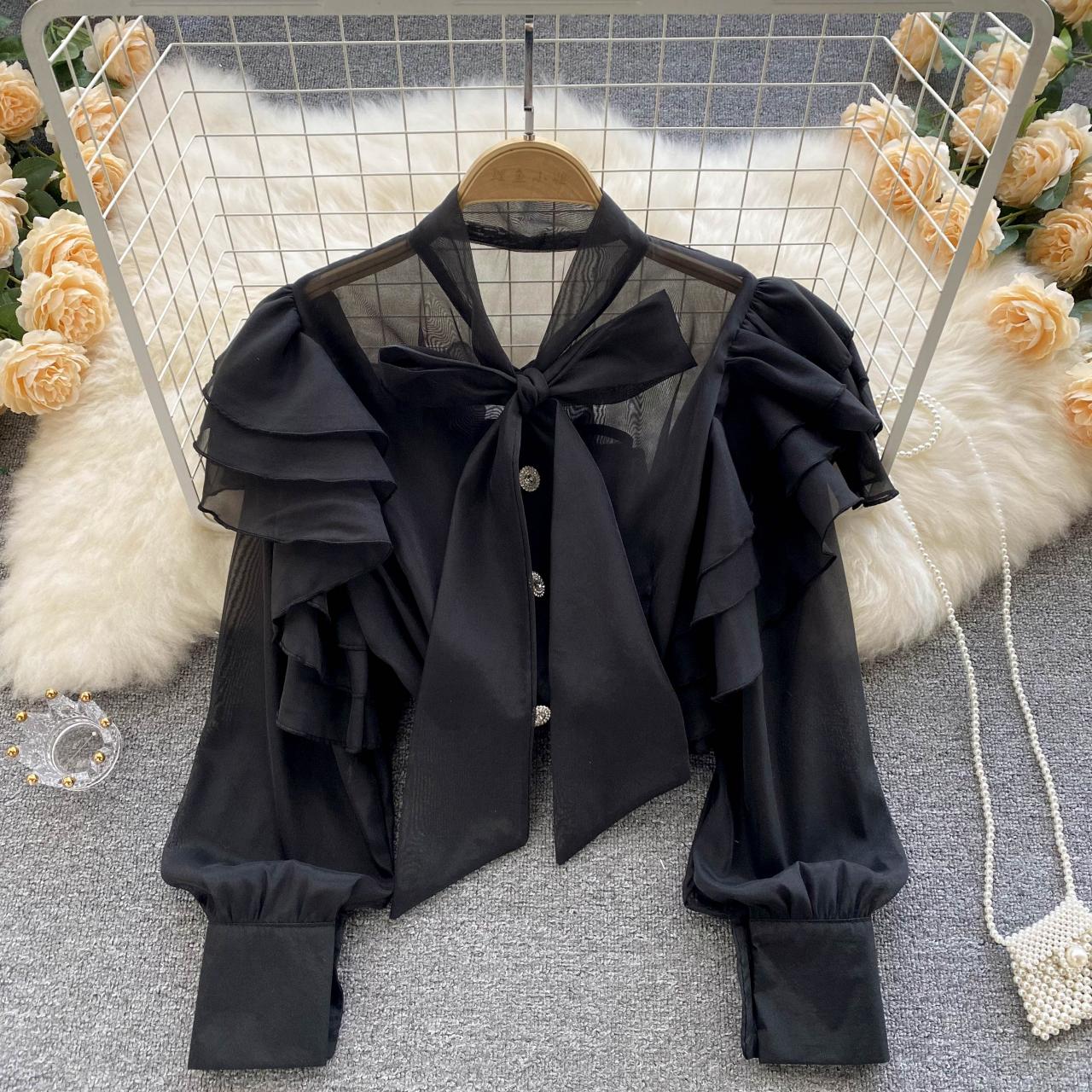 Cute bow chiffon top S206