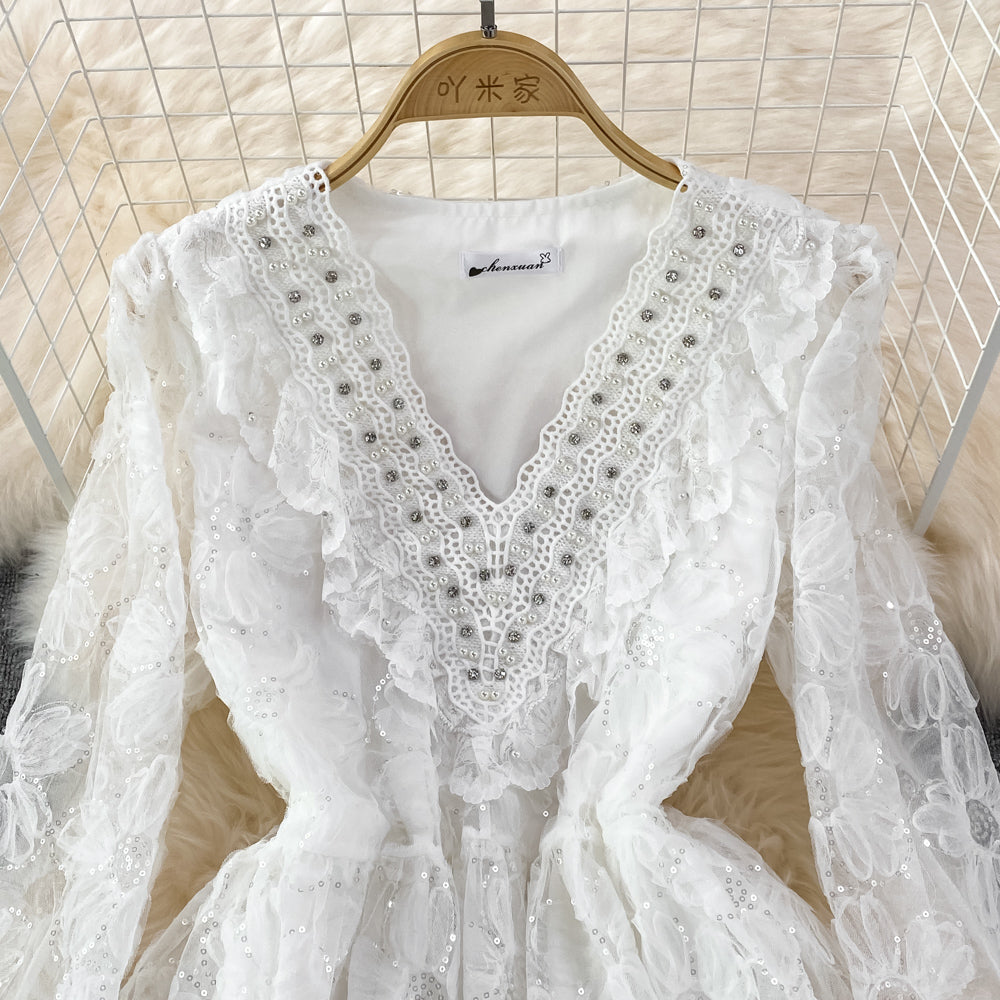 Cute v neck short A line dress fashion dress S195