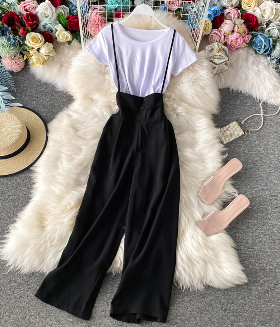 strap wide-leg pants S133