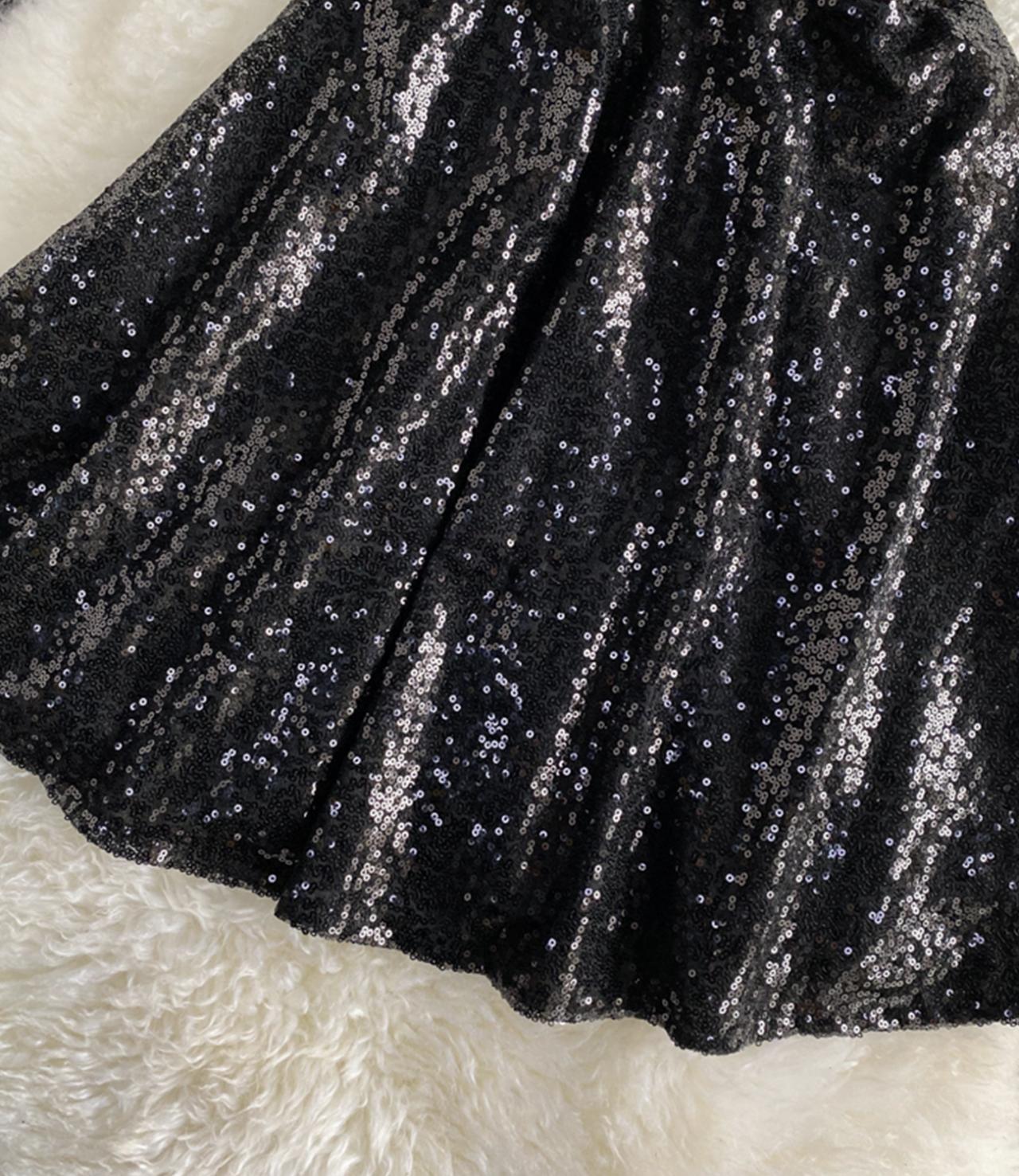 Cute A line sequins short dress S113