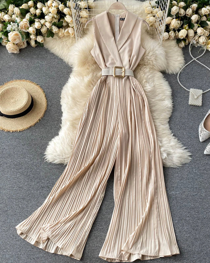 Stylish v-neck sleeveless jumpsuit S100