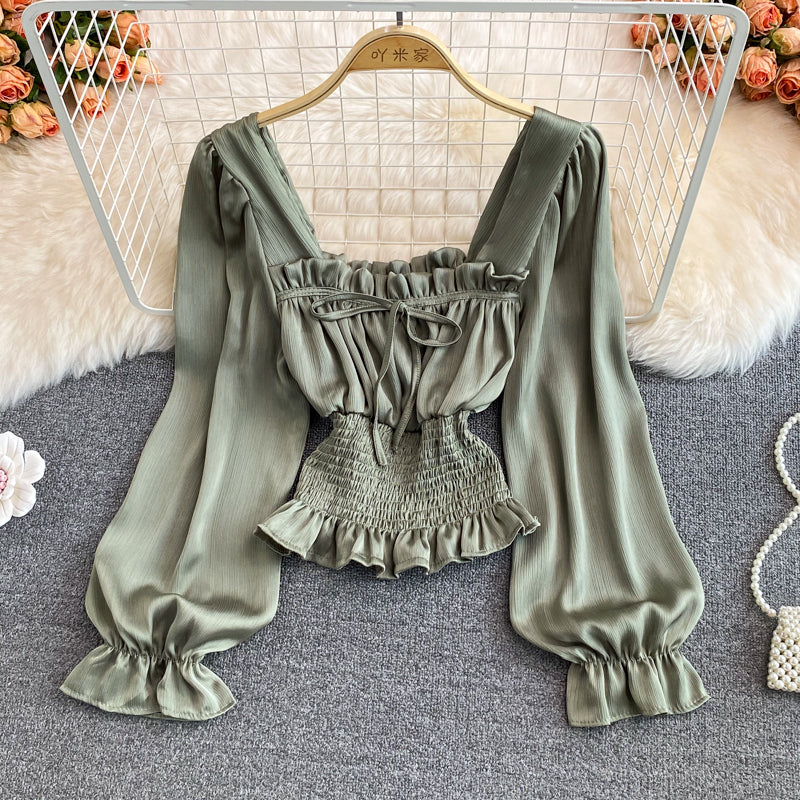 Stylish chiffon long sleeve tops fashion tops S199