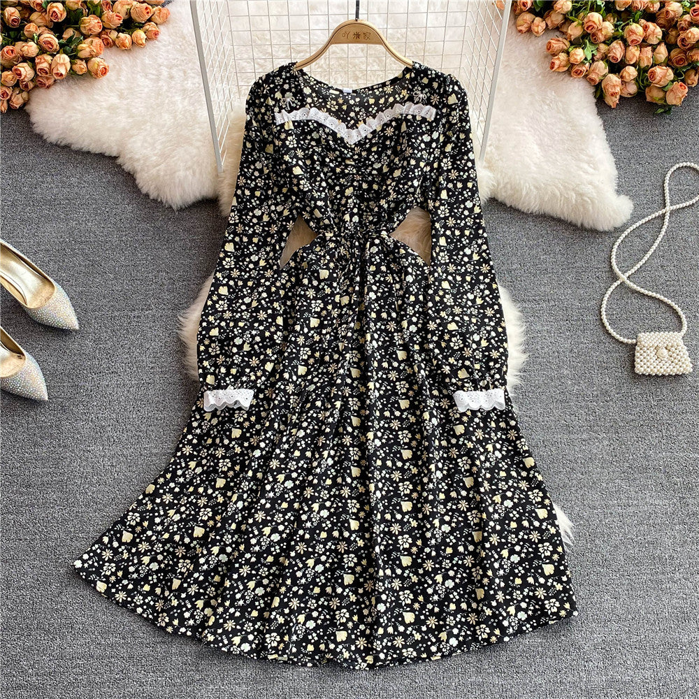 Cute A line floral dress A line fashion dress S192