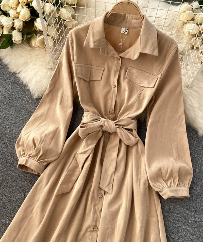 Stylish A line long sleeve dress S106