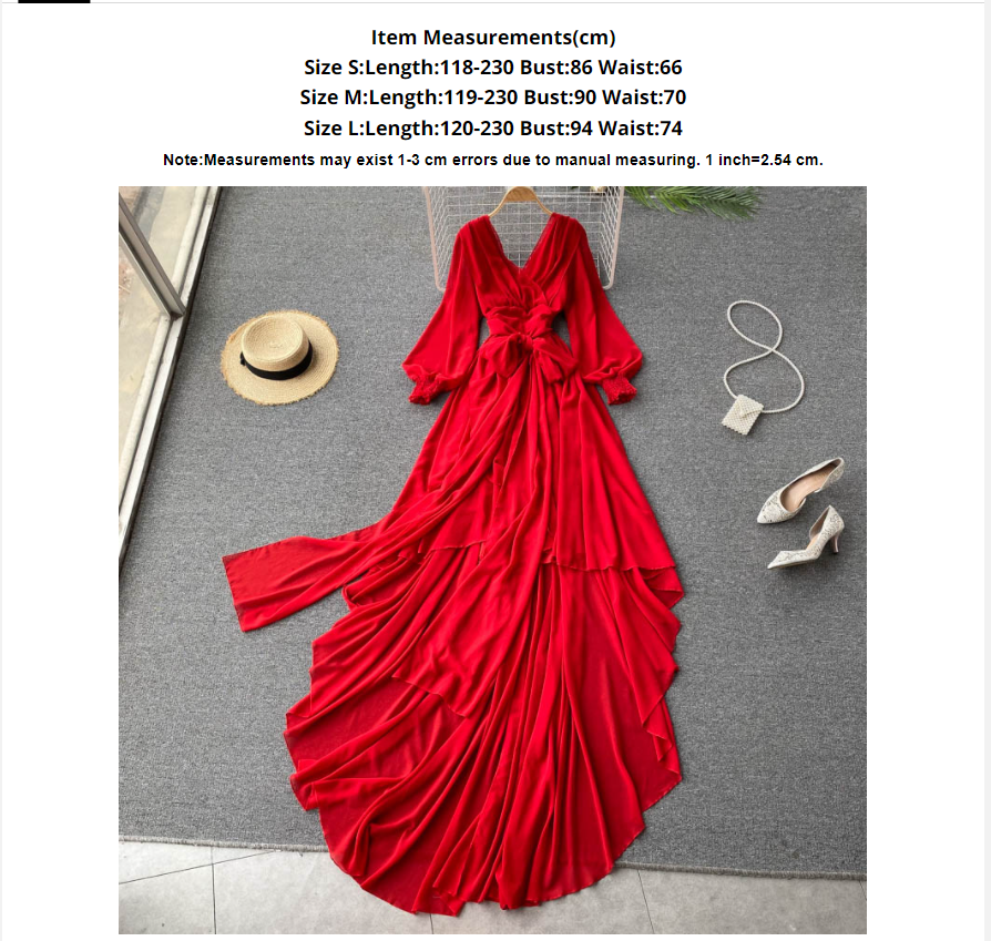 Red Irregular Long Dress S581