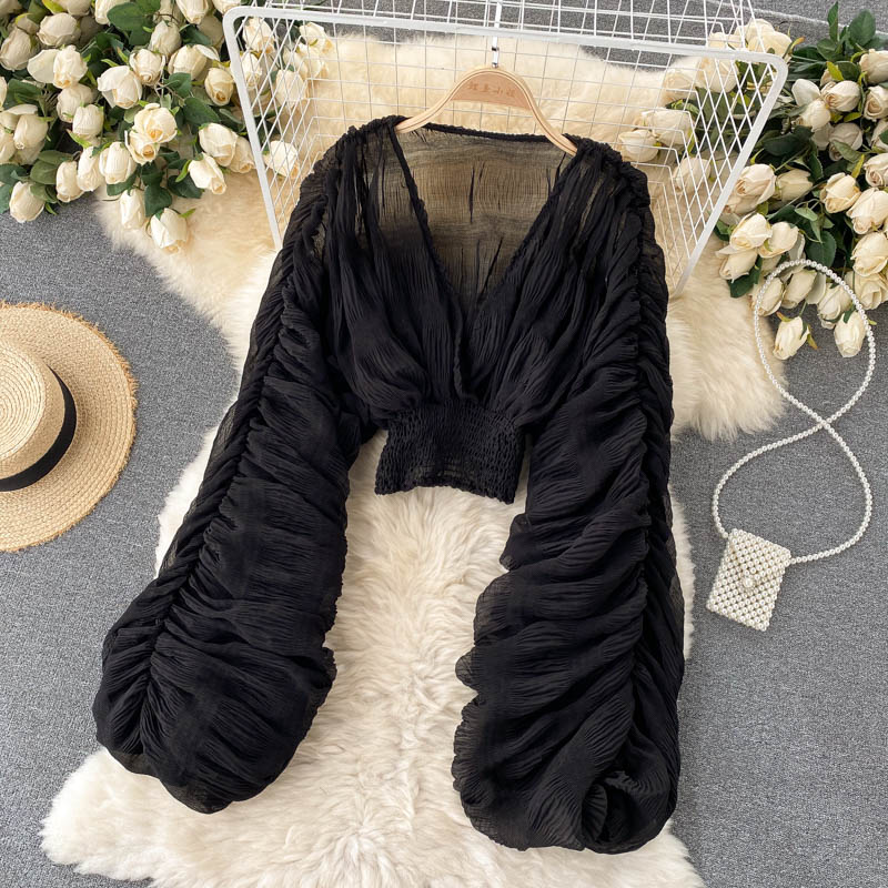 Elegant V-Neck Puff Dress S573