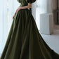 A Line Green Puffy Sleeves Long Evening Gowns Party Prom Dresses   S6931