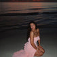 Pink Strapless Evening Dresses Long Prom Party Gown     S6907