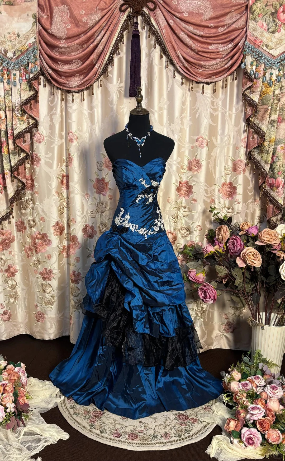 Strapless Blue Mermaid Long Prom Dress, Formal Evening Gowns     S6849