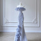 Mermaid Strapless Blue Sequin Prom Dresses Evening Dress     S6909