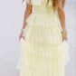 A-Line Yellow Tulle Long Prom Dress,  Tulle Formal Dress      S4151