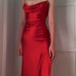 Burgundy Satin Prom Gown Evening Dress     S876