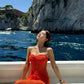 Sexy Sleeveless Orange Lace Sheath Dress     S6905
