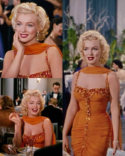Orange Mermaid Party Dress, Long Formal Evening Gowns     S6864