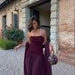 Elegant Grape Pleated Fashion Sleeveless Long Dresses Evening Gowns Party Dresses   S6926