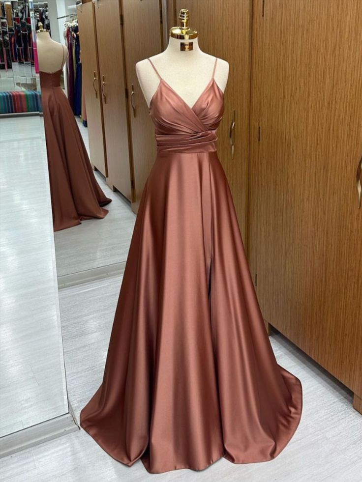 A line Long Evening Dresses Satin Formal Dress      S3589