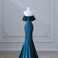 Satin Off the Shoulder Pleats Prom Dress Evening Dress     S6910