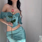 Two Piece Off The Shoulder Long Prom Party Dresses      S6912