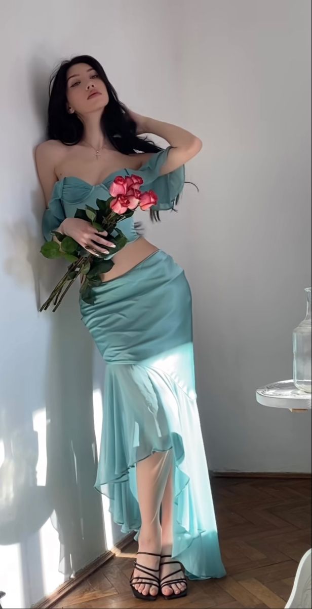 Two Piece Off The Shoulder Long Prom Party Dresses      S6912