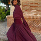Elegant Grape Pleated Fashion Sleeveless Long Dresses Evening Gowns Party Dresses   S6926