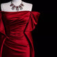 Mermaid Off The Shoulder Burgundy Long Satin Prom Dresses      S6911