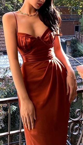 Rust Red Evening Gowns New Arrive Sexy Prom Party Dresses   S6919