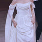 Off Shoulder White Long Evening Gowns Sexy Prom Party Dresses   S6924