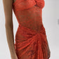 Sexy Sleeveless Orange Lace Sheath Dress     S6905