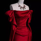 Mermaid Off The Shoulder Burgundy Long Satin Prom Dresses      S6911