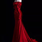Mermaid Off The Shoulder Burgundy Long Satin Prom Dresses      S6911
